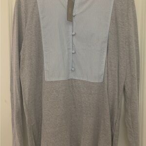 J. Crew Gray and Blue Women's Tuxedo Bib Gray shirt with Stripes NWT!!
